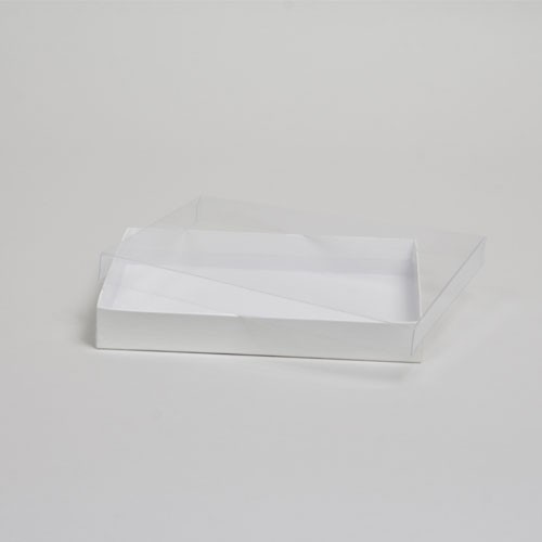Paper Mart Double Wall Slide Open Box with Frosted PVC Lid, Gift Boxes for  Packaging Products, 4 x 4 x 1-3/4 Inch, Kraft, Square (Pack of 100)