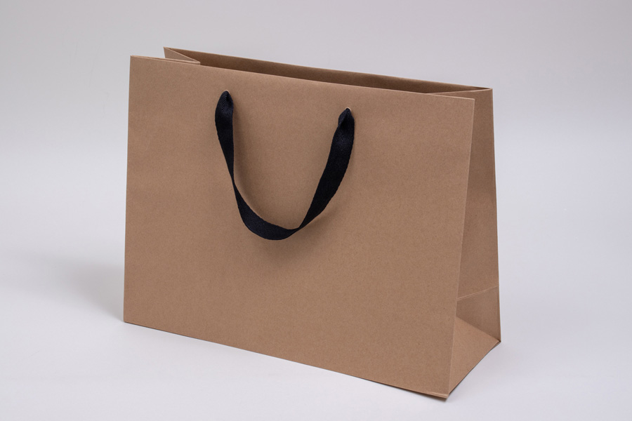 Download Natural Kraft Paper Eurotote Bags | Black Twill Ribbon Handles