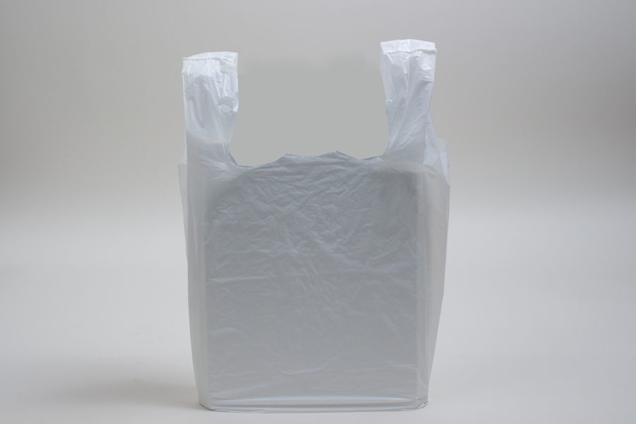 7 x 3.5 x 10.5 Clear Frosted Plastic Tote Bags - 3.5 Mil
