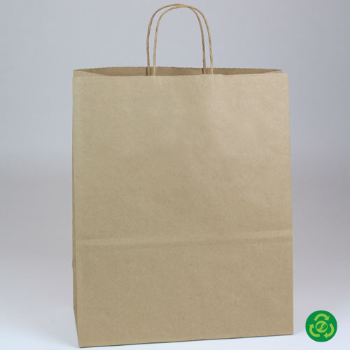 25 Pack White Kraft Paper Shopping Bags 13 x 7 x 17 Paper Bags /w Handles