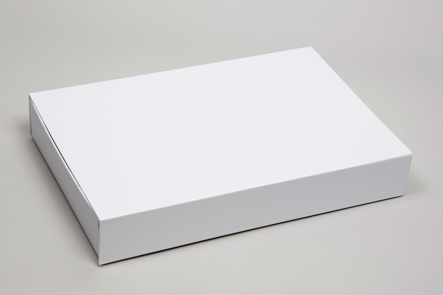 10-13/16” x 7-3/16” x 1-9/16” Matte White Rigid Magnetic Lid Gift Boxes