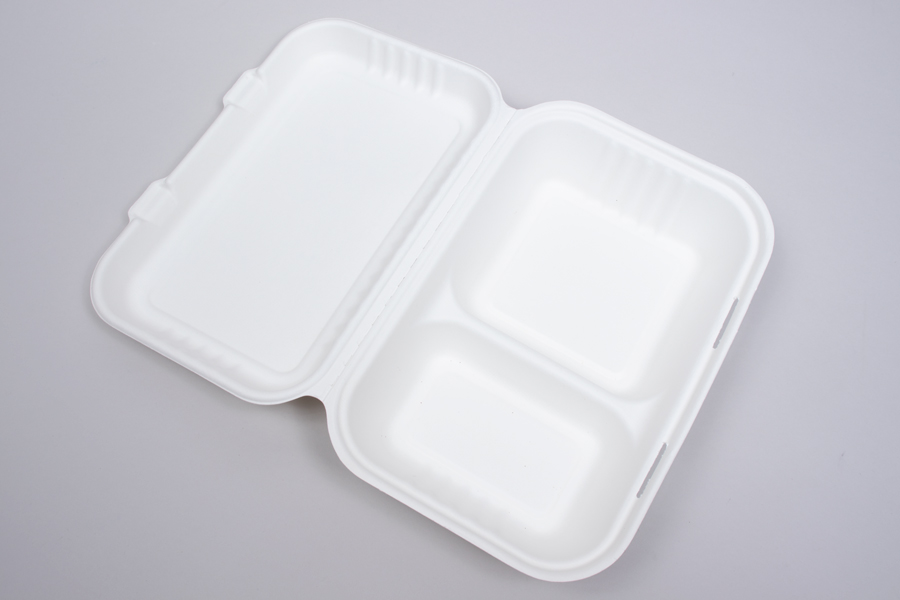 Raj Eco Bagasse 9 x 6 Clamshell Takeout Containers- 200 Pack- Compostable  and Disposable Heavy Duty containers for parties, Restaurants, Food Trucks,  and leftovers - Alternative to Plastic & Paper 