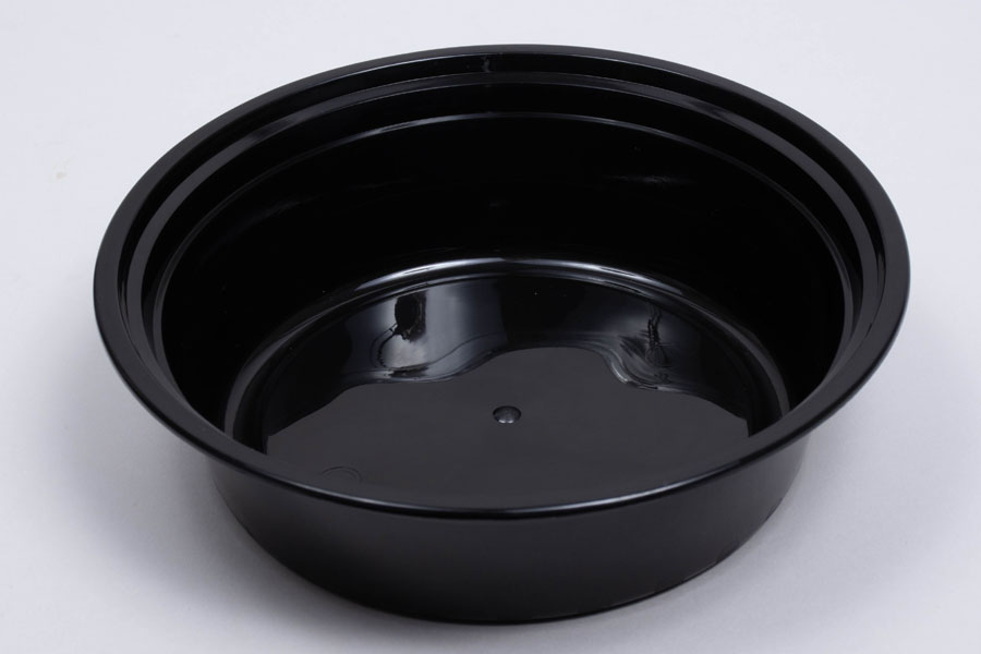 7 x 2 – 32 OZ - Round Plastic Food Takeout Containers - Black Base