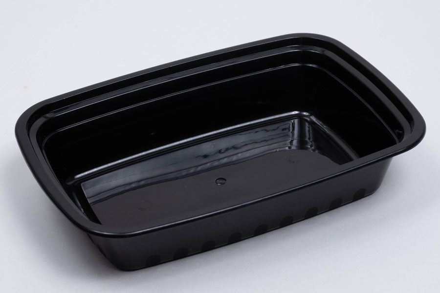 Choice 38 oz. Black 8 3/4 x 6 1/4 x 2 Rectangular Microwavable Heavy  Weight Container with Lid - 10/Pack