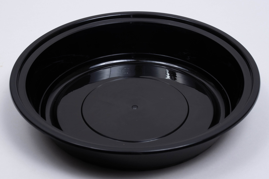 24oz Black Disposable Plastic Round Microwavable Food Container