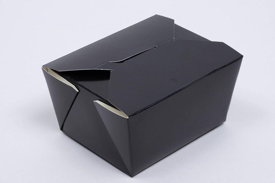 7-3/4 x 5-1/2 x 2-1/2 Black Paper Folding #3 Food Takeout Containers