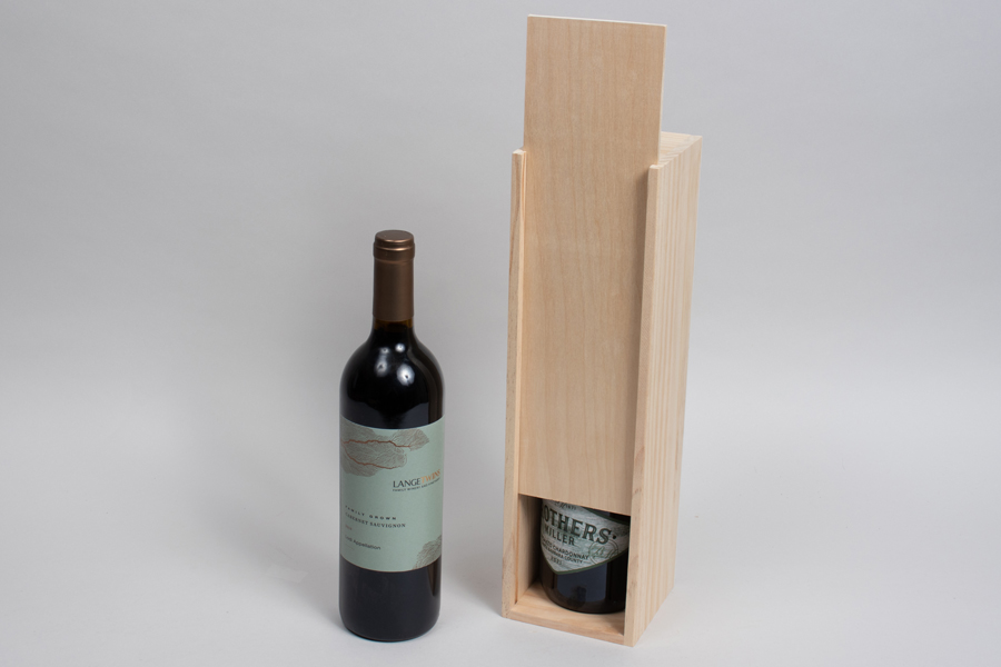 13-1/2 x 3-1/2 x 3-1/2” WOODEN WINE BOTTLE BOX – 1 BOTTLE