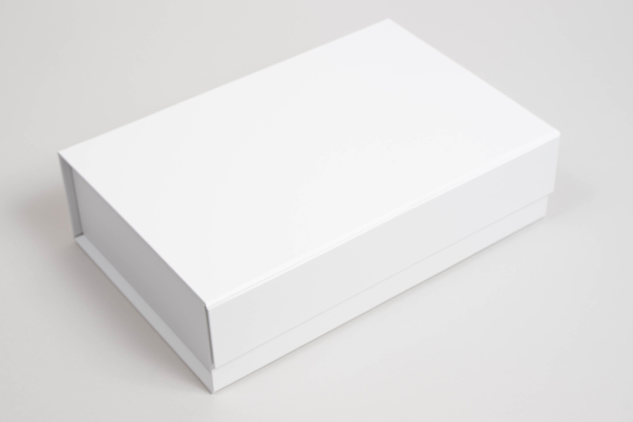 10 X 6-3/4 X 2-7/8 PLUS-SERIES™ 7-FLAP COLLAPSIBLE MATTE WHITE MAGNETIC GIFT BOXES