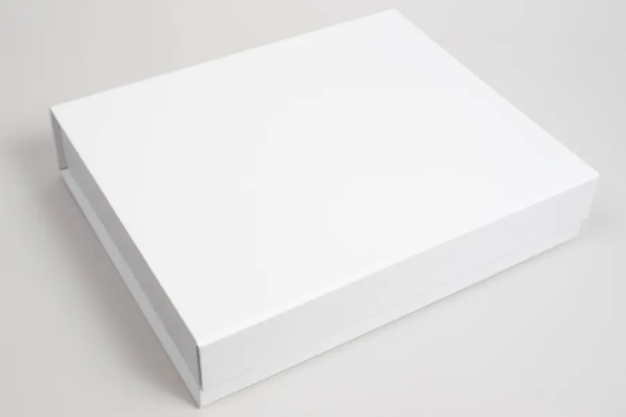 13-7/8X11-13/32X2-7/8 MATTE WHITE PLUS-SERIES 7-FLAP MAGNETIC BOX