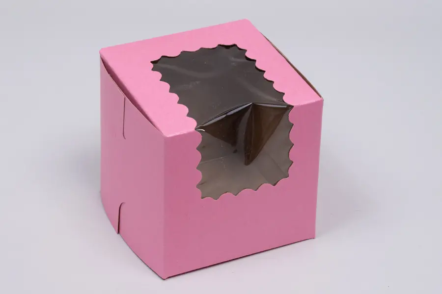 4X4X4 STRAWBERRY CUPCAKE BOX W/WIND 1 CUP