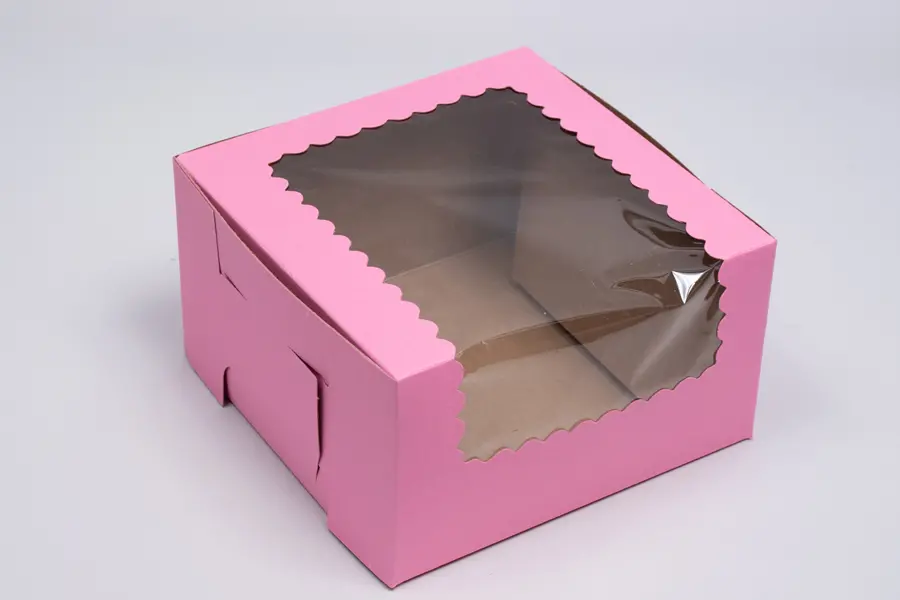 7X7X4 STRAWBERRY CUPCAKE BOX W/WIND 4 CUP