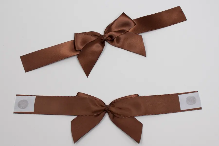 3X2" GLUE DOT SATIN BROWN BOW