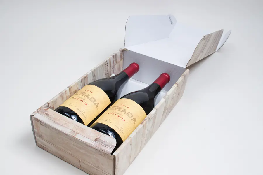 7-1/4 X 3-1/2 X 13-3/8 FOLDING WINE BOX  BARN WOOD 2 BOT