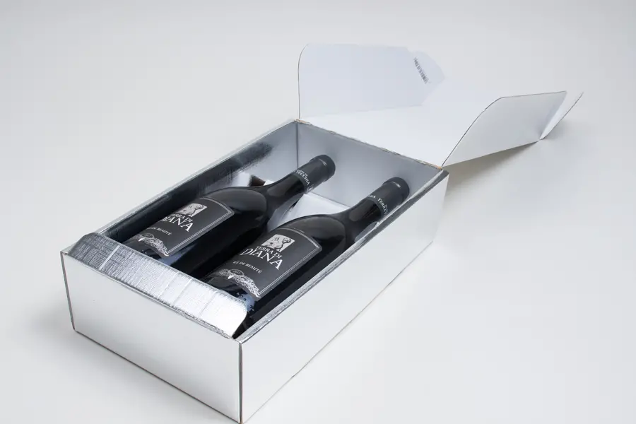 7-1/4 X 3-1/2 X 13-3/8 FOLDING WINE BOX  SILVER LINEN 2 BOT