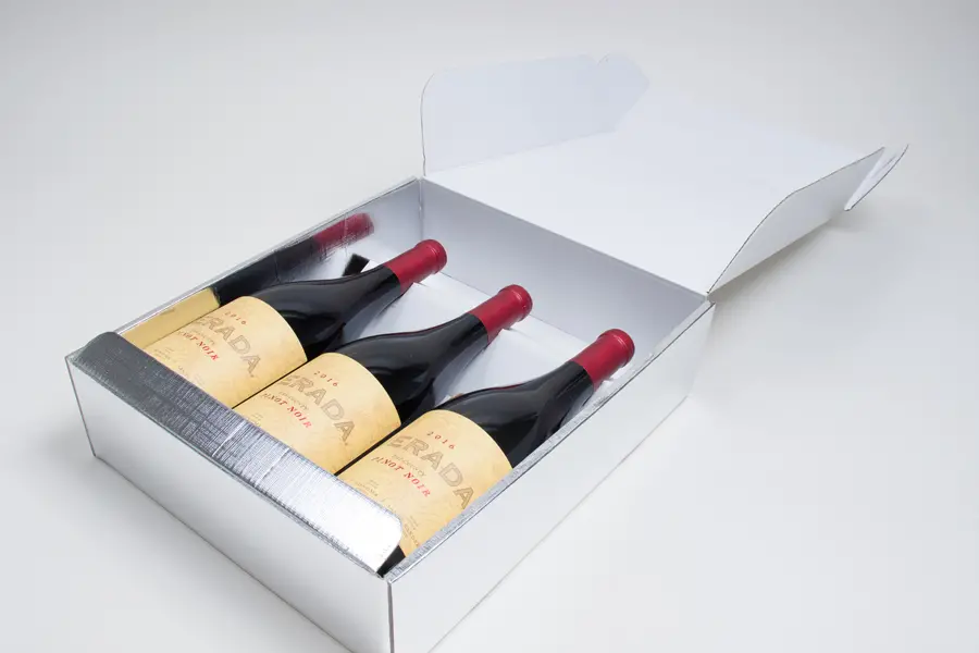 11 X 3-1/2 X 13-3/8  FOLDING WINE BOX  SILVER LINEN 3 BOT