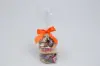 2-1/2" X 2" SATIN ORANGE PRE-TIED BOW CLEAR TWIST TIE