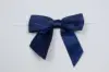 3" X 2-3/4" SATIN NAVY PRE-TIED BOW CLEAR TWIST TIE