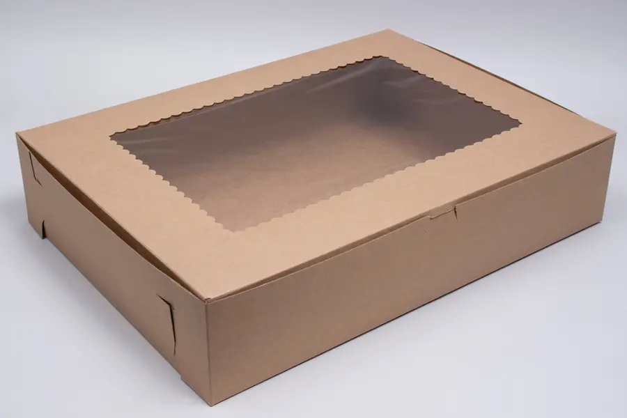 19X14X4 KRAFT CUPCAKE BOX W/WIND 24 CUP