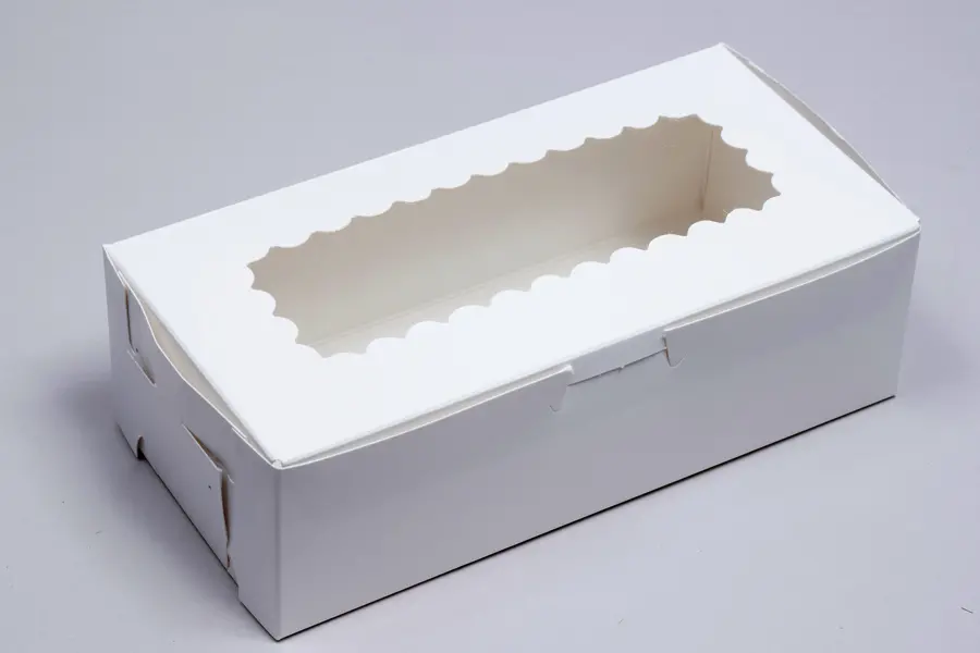 8X4X2-1/2 WHITE CUPCAKE BOX W/WIND 2 CUP