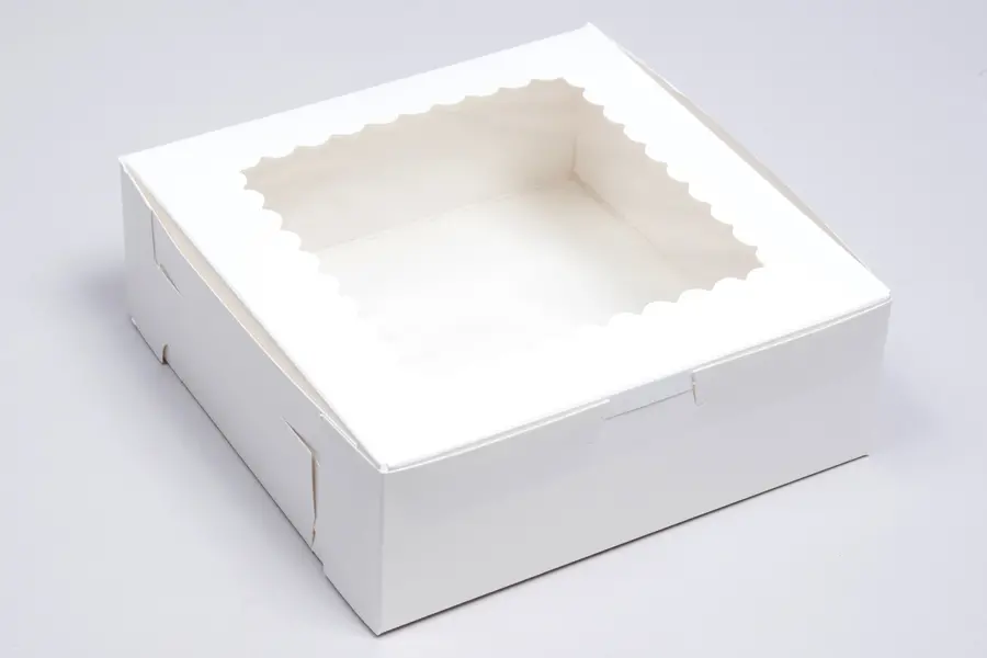 7X7X2-1/2 WHITE CUPCAKE BOX W/WIND 4 CUP