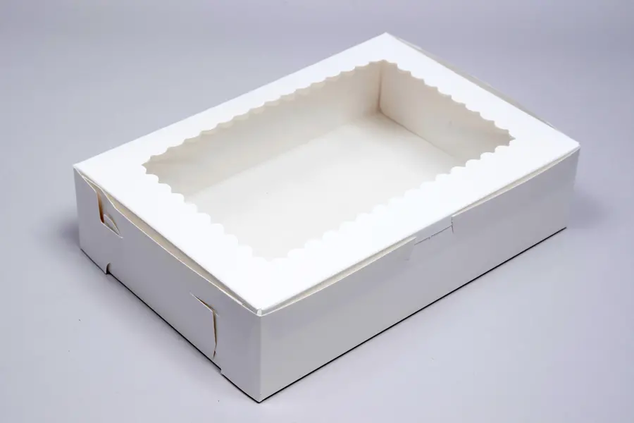 10X7X2-1/2 WHITE CUPCAKE BOX W/WIND 6 CUP