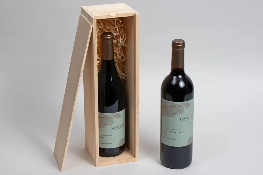 13-1/2X3-1/2X3-1/2 PINE WOOD 1 BOTTLE BOX