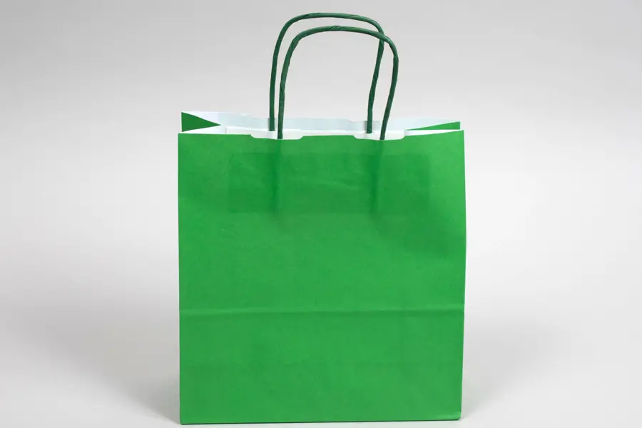 8-3/4 X 3-1/2 X 9 TINTED KELLY GREEN SHOP BAG