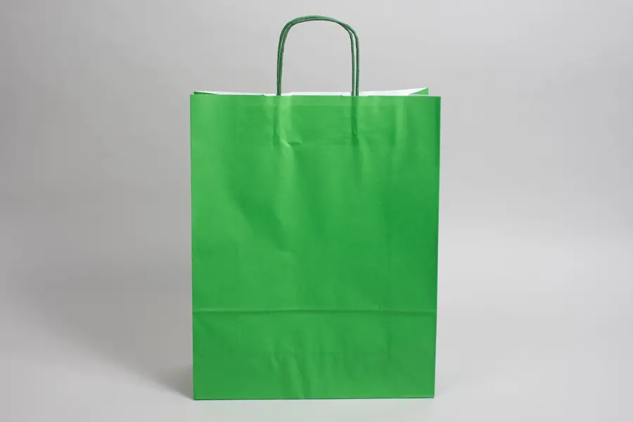 9-3/4 X 4-3/8 X 12-1/4 TINTED KELLY GREEN SHOP BAG