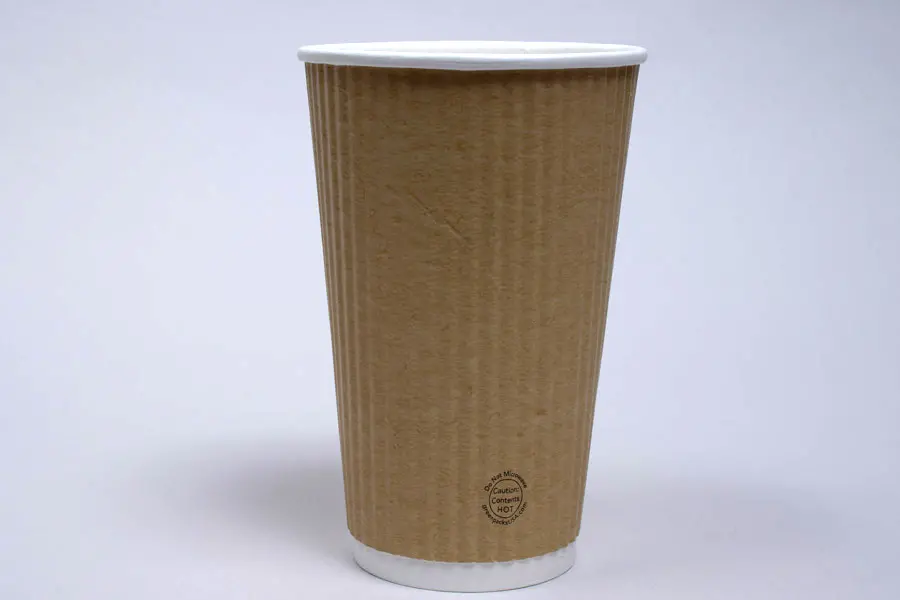 16OZ HOT GROOVE PAPER CUP NATURAL KRAFT