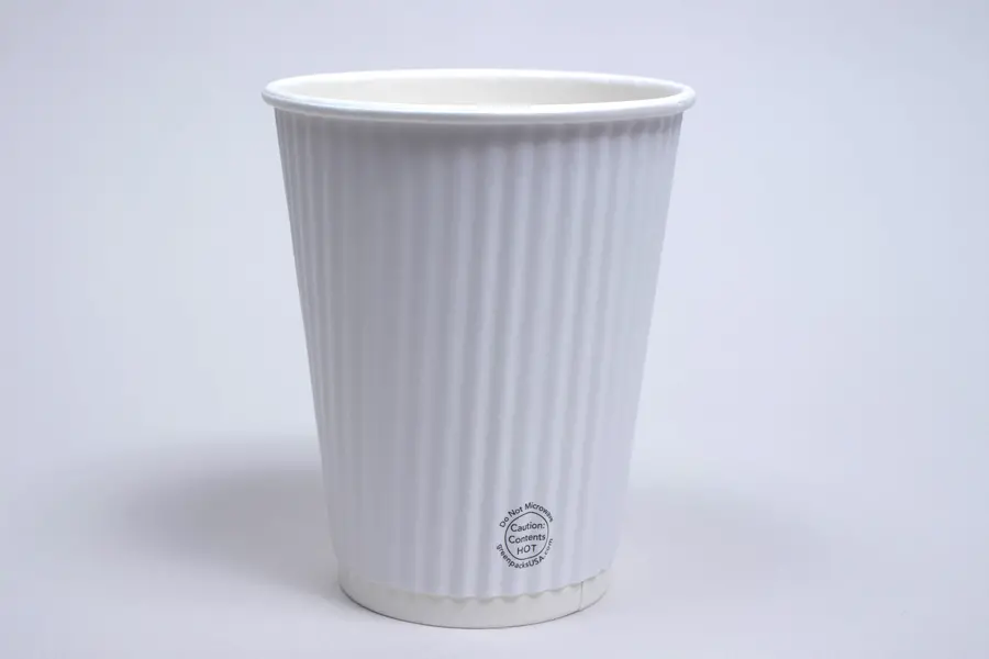 12OZ HOT GROOVE PAPER CUP WHITE