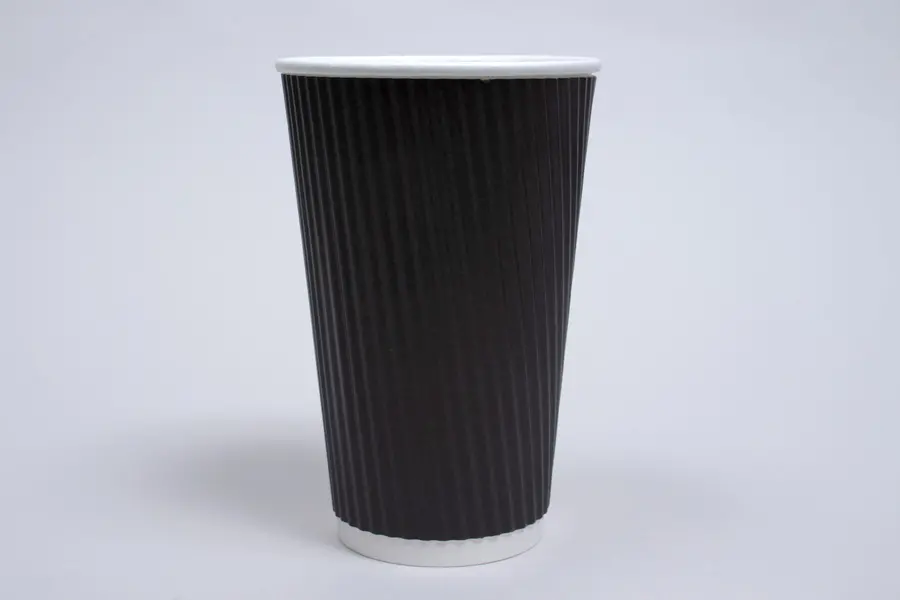 16OZ HOT GROOVE PAPER CUP BLACK