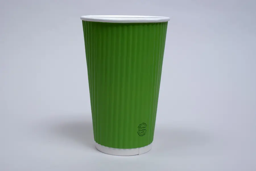 16OZ HOT GROOVE PAPER CUP PURE GREEN