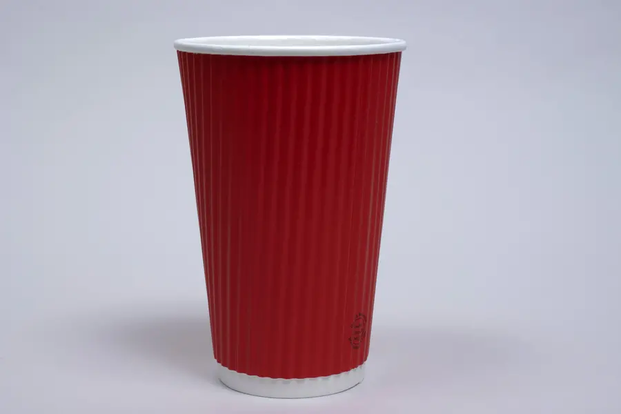 16OZ HOT GROOVE PAPER CUP SCARLET RED