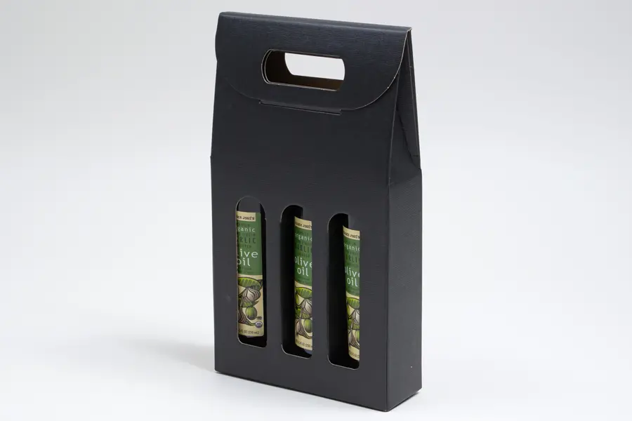 6-5/8 X 2-1/8 X 12 WIND BOTTLE BOX BLACK LINEN