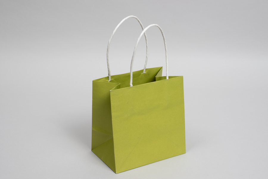 6 x 4 x 6 ALOE GREEN MIDTOWN TURN TOP PAPER SHOPPING BAG