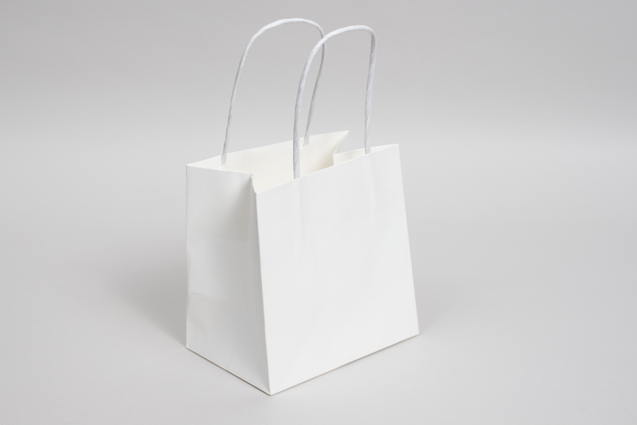 6 x 4 x 6 WHITE MIDTOWN TURN TOP PAPER SHOPPING BAG