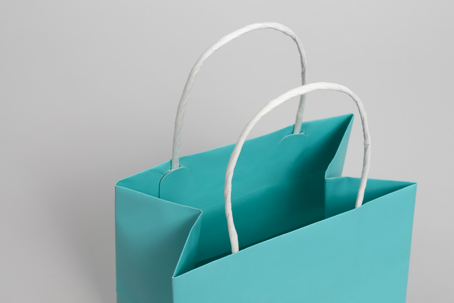 16 x 7 x 19 AQUA MARINE MIDTOWN TURN TOP PAPER SHOPPING BAG