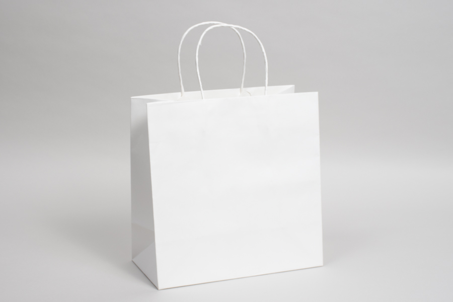 10 x 5 x 10 WHITE MIDTOWN TURN TOP PAPER SHOPPING BAG