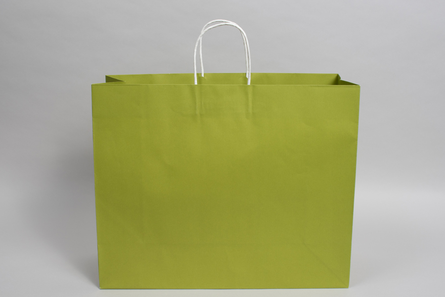 16 x 6 x 13 ALOE GREEN MIDTOWN TURN TOP PAPER SHOPPING BAG