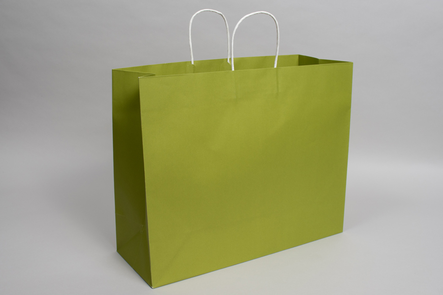 16 x 6 x 13 ALOE GREEN MIDTOWN TURN TOP PAPER SHOPPING BAG