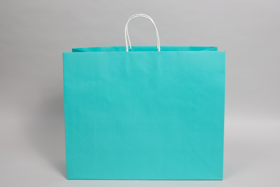 16 x 6 x 13 AQUA MARINE MIDTOWN TURN TOP PAPER SHOPPING BAG