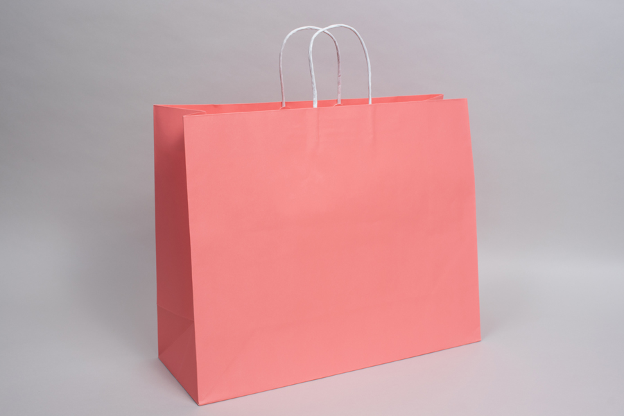 16 x 6 x 13 CORAL CHIFFON MIDTOWN TURN TOP PAPER SHOPPING BAG