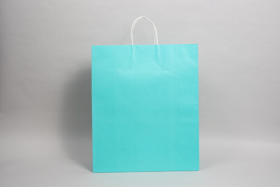 16 x 7 x 19 AQUA MARINE MIDTOWN TURN TOP PAPER SHOPPING BAG