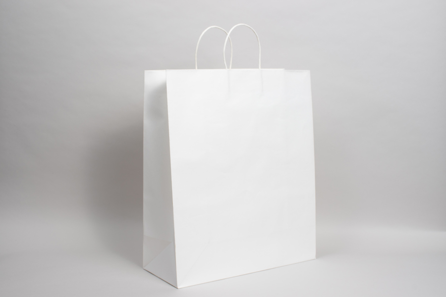 16 x 7 x 19 WHITE MIDTOWN TURN TOP PAPER SHOPPING BAG