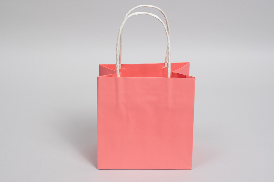 6 x 4 x 6 CORAL CHIFFON MIDTOWN TURN TOP PAPER SHOPPING BAG