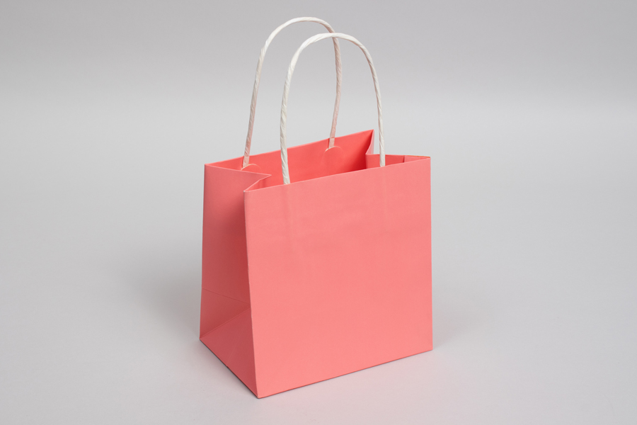 6 x 4 x 6 CORAL CHIFFON MIDTOWN TURN TOP PAPER SHOPPING BAG