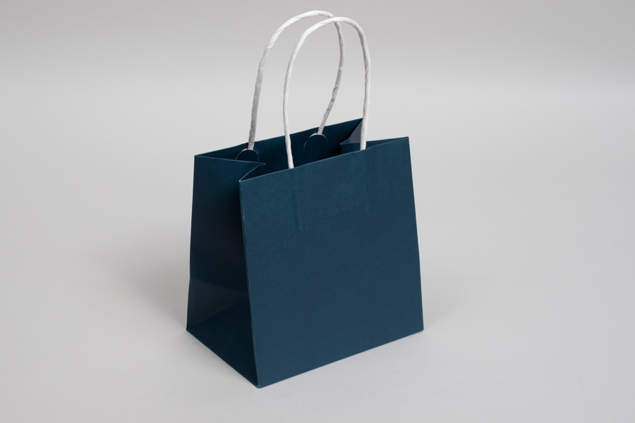 6 x 4 x 6 NAUTICAL BLUE MIDTOWN TURN TOP PAPER SHOPPING BAG