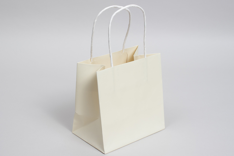 6 x 4 x 6 PEARL CREAM MIDTOWN TURN TOP PAPER SHOPPING BAG