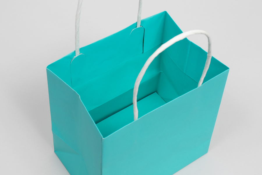 16 x 6 x 13 AQUA MARINE MIDTOWN TURN TOP PAPER SHOPPING BAG