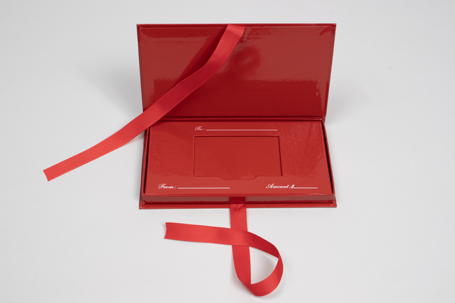 7-1/2 x 4-1/4 x 5/8 GLOSS RED PLATFORM GIFT CARD BOX